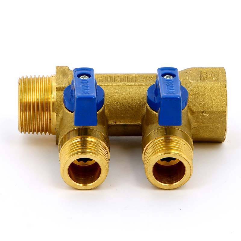 Коллектор с отсечными кранами Tiemme 1820 3/4х1/2 2 выхода 36 мм 1820022