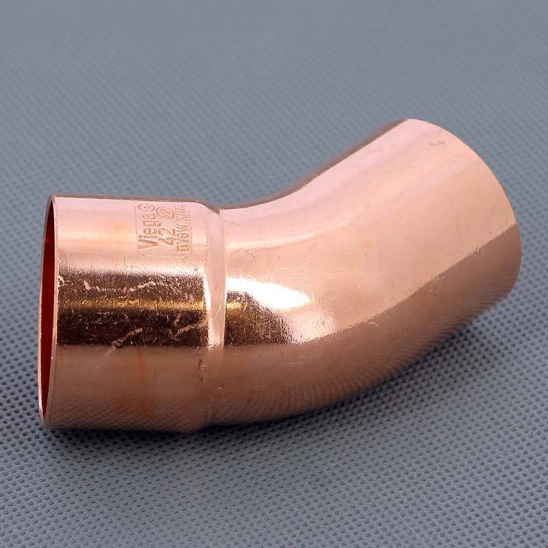 Угол медный 45 градусов однораструбный под пайку Viega 42 мм 110338