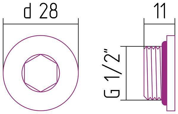 Заглушка для полотенцесушителя Стилье d 28 мм G 1/2 НР хром 00100-0008