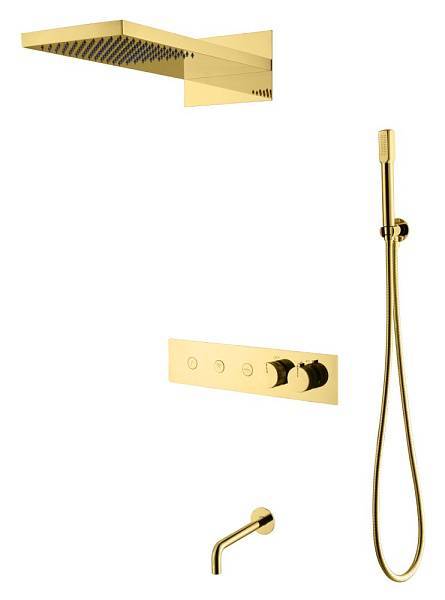 Душевая система встроенная Boheme Fusion с термостатом 3-позиционная золото глянцевое 131-2-G