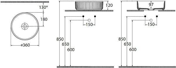 Раковина-чаша Allen Brau Fantasy 36х36х12 см розовый 4.11032.SM