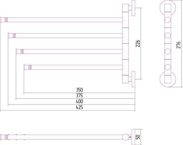 Держатель полотенец поворотный Сунержа Веер-4 5x42.5x27.6 см золото 03-3010-4425