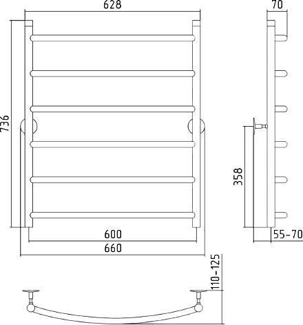 Полотенцесушитель водяной Стилье Универсал-50 66x73.6 см 00650-8060