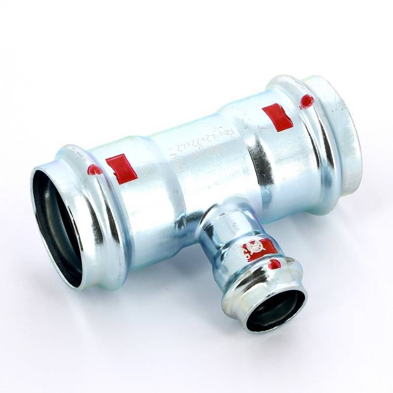 Тройник пресс Viega Prestabo оцинкованная сталь 42х22х42 мм 558789