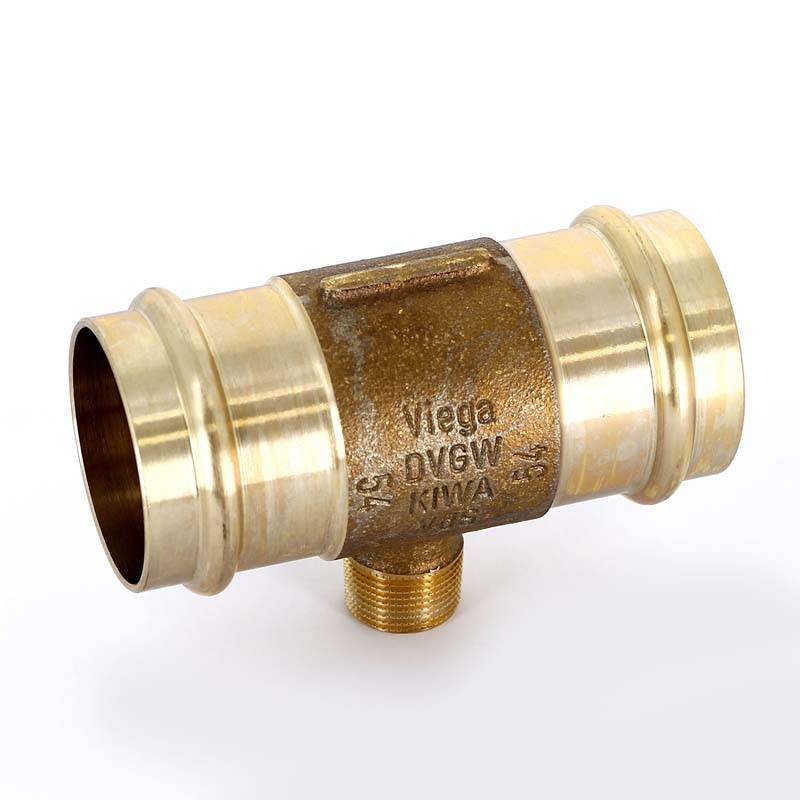 Тройник пресс с наружной резьбой Viega Sanpress 54х3/4х54 бронза 197858