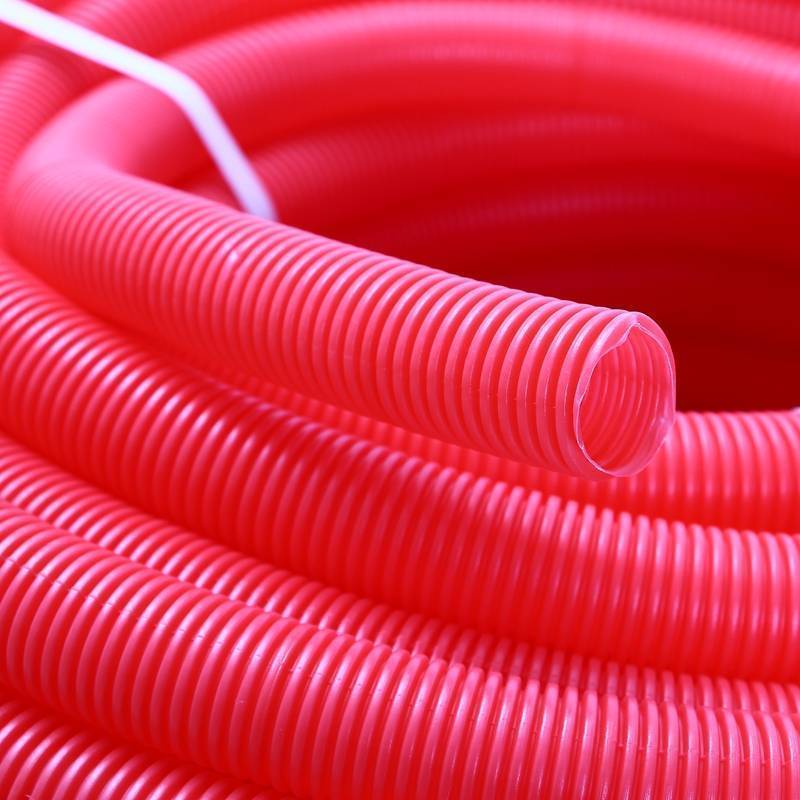 Труба гофрированная Uni-Fitt красная 25 мм для труб 16-20 мм бухта 100 м 583R2510