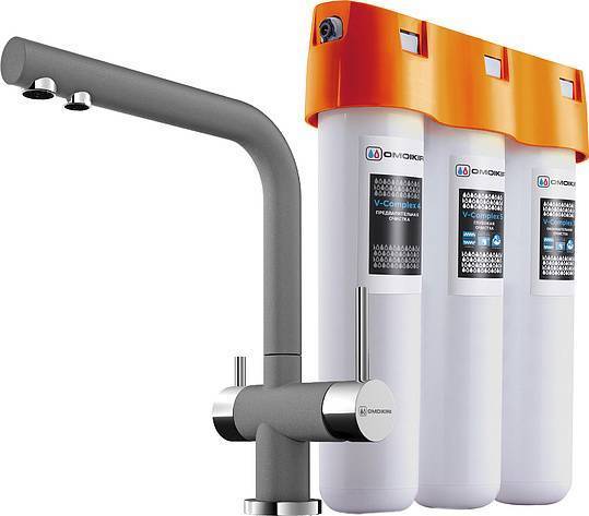 Смеситель для кухни Omoikiri Nagano-PL с фильтром Pure Drop Lite платина 4064.8028