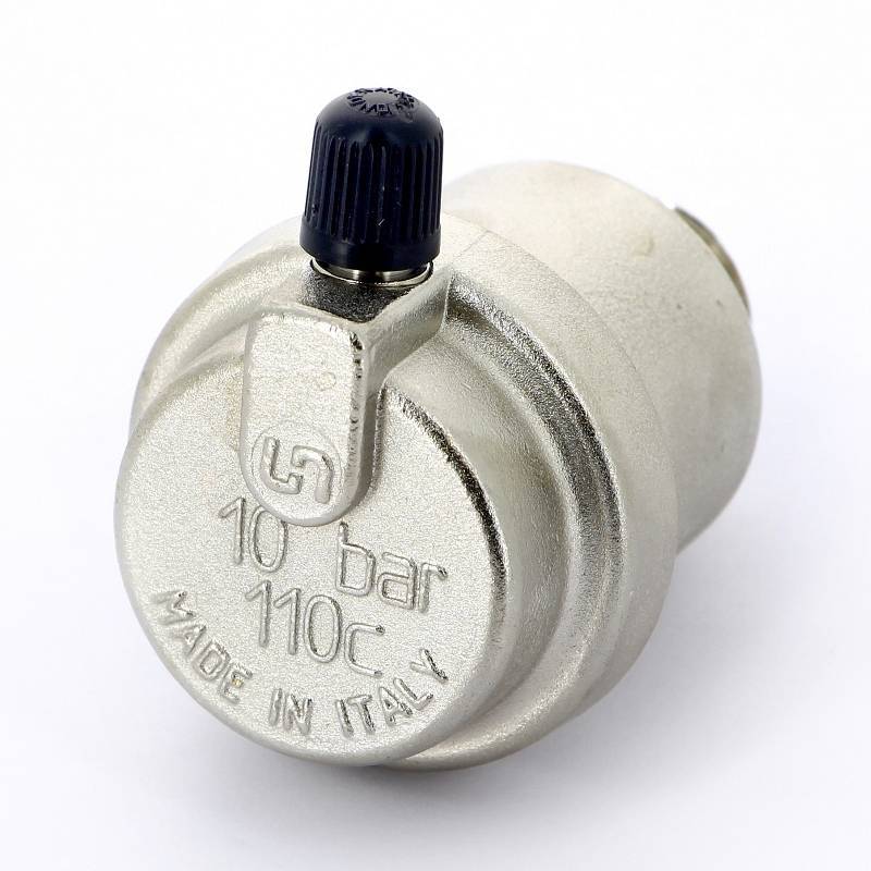 Воздухоотводчик автоматический Uni-Fitt 1/2 нижнее подключение боковой выпуск никелированный 231N2000