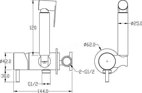Смеситель гигиенический Boheme Uno черный матовый/золото матовое 467-BG