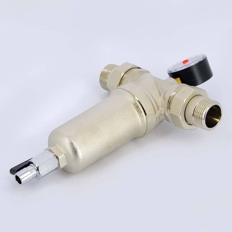 Фильтр промывной Tiemme с манометром и разъемными соединениями 1 латунная колба 3130004