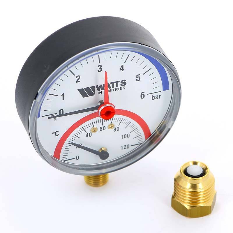 Термоманометр радиальный Watts F+R 828 6 бар 120 °C 1/2 10018749