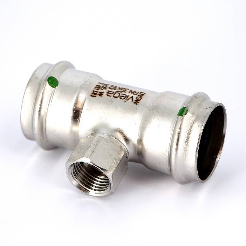 Тройник пресс Sanpress Inox Viega нержавеющая сталь 35х1/2х35 мм ВР 437213