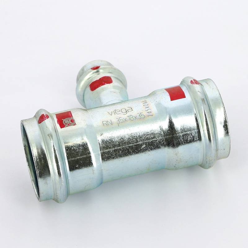 Тройник пресс Viega Prestabo оцинкованная сталь 35х18х35 мм 558758