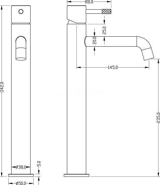 Смеситель для раковины высокий Boheme Uno черный матовый/золото матовое 462-BG