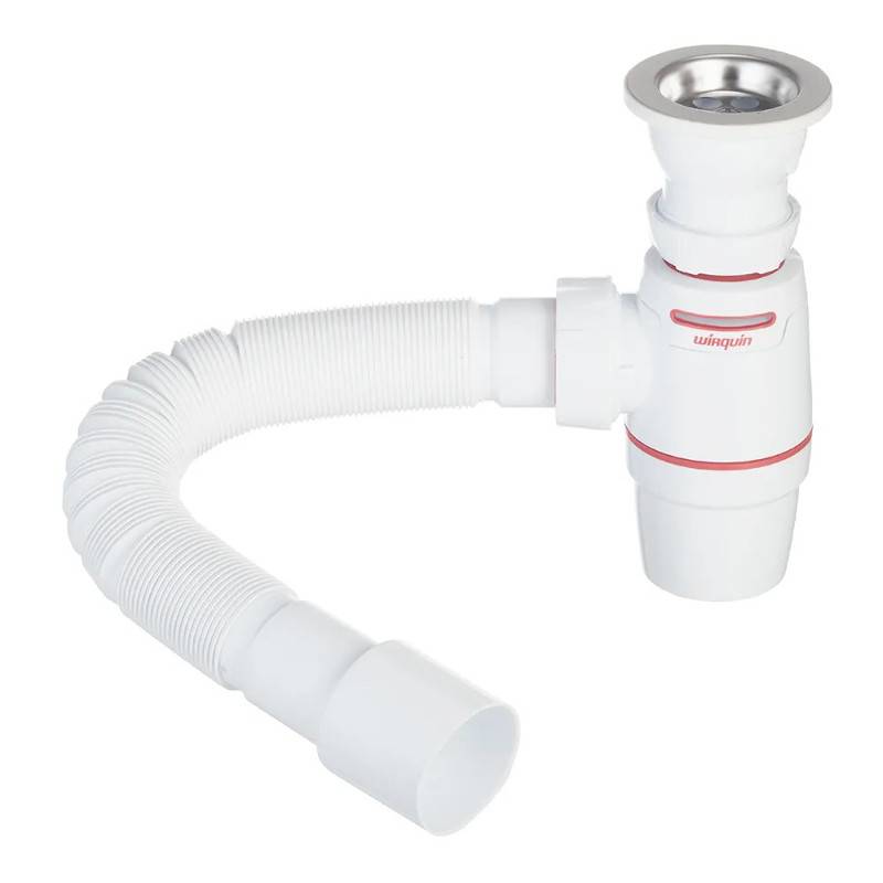 Сифон для мойки Wirquin NEO AIR 1 1/2 x 40 мм с выпуском и гофрой 30987083