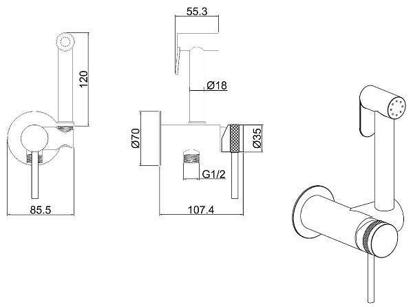 Гигиенический душ со смесителем Allen Brau Priority черный матовый 5.31029-31