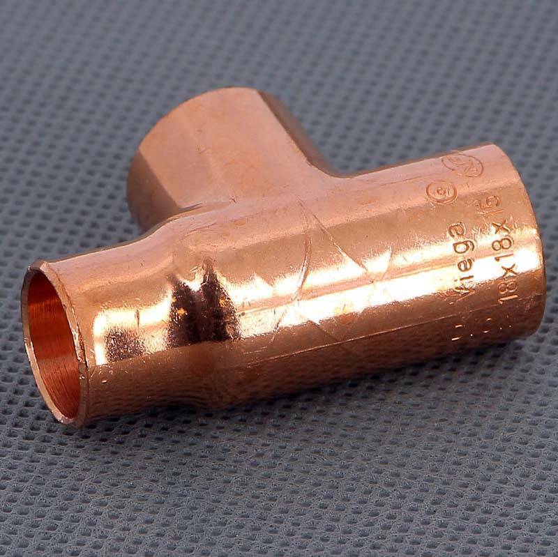 Тройник медный под пайку Viega 18х15х18 мм 102890