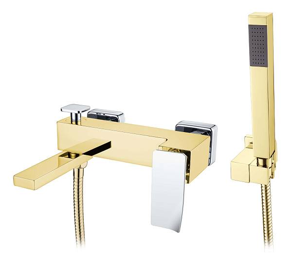 Смеситель для ванны с душем Boheme Q настенный золото/хром 143-GCR.2