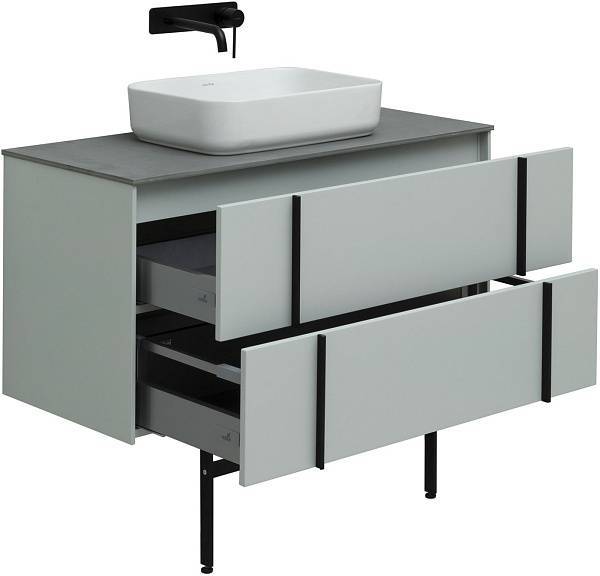 Тумба под раковину Allen Brau Reality 100 см серый/черный 1.32007.PWM