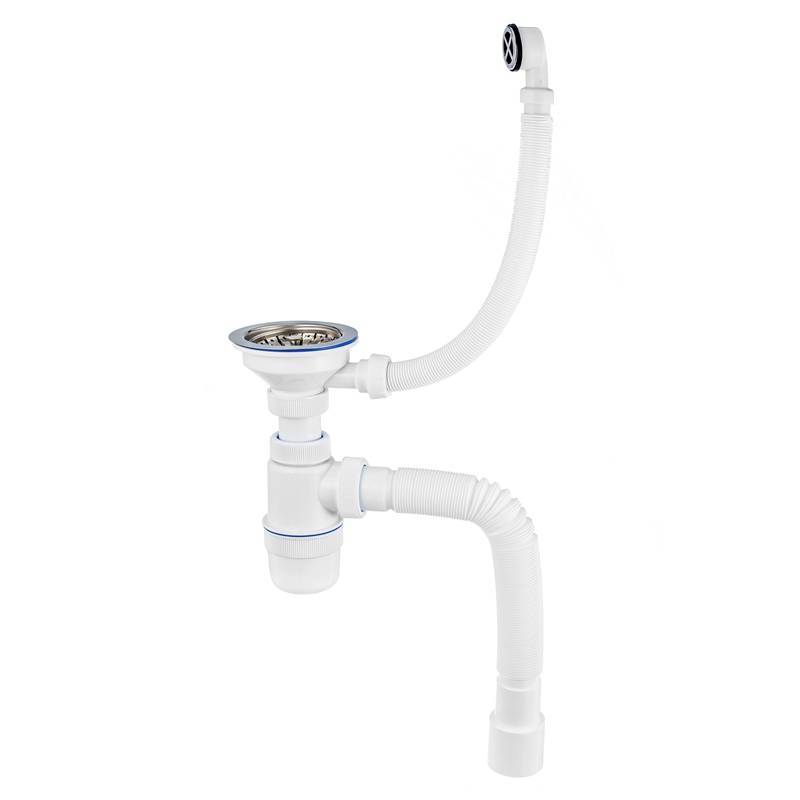 Сифон для мойки Wirquin Элит 1 1/2 х 40 мм чашка 114 мм круглый перелив гофра 40/50 мм 30986164