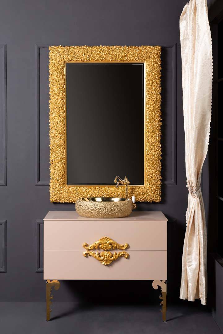 Зеркало прямоугольное подвесное Armadi Art Neoart 100х4х140 см золото 539