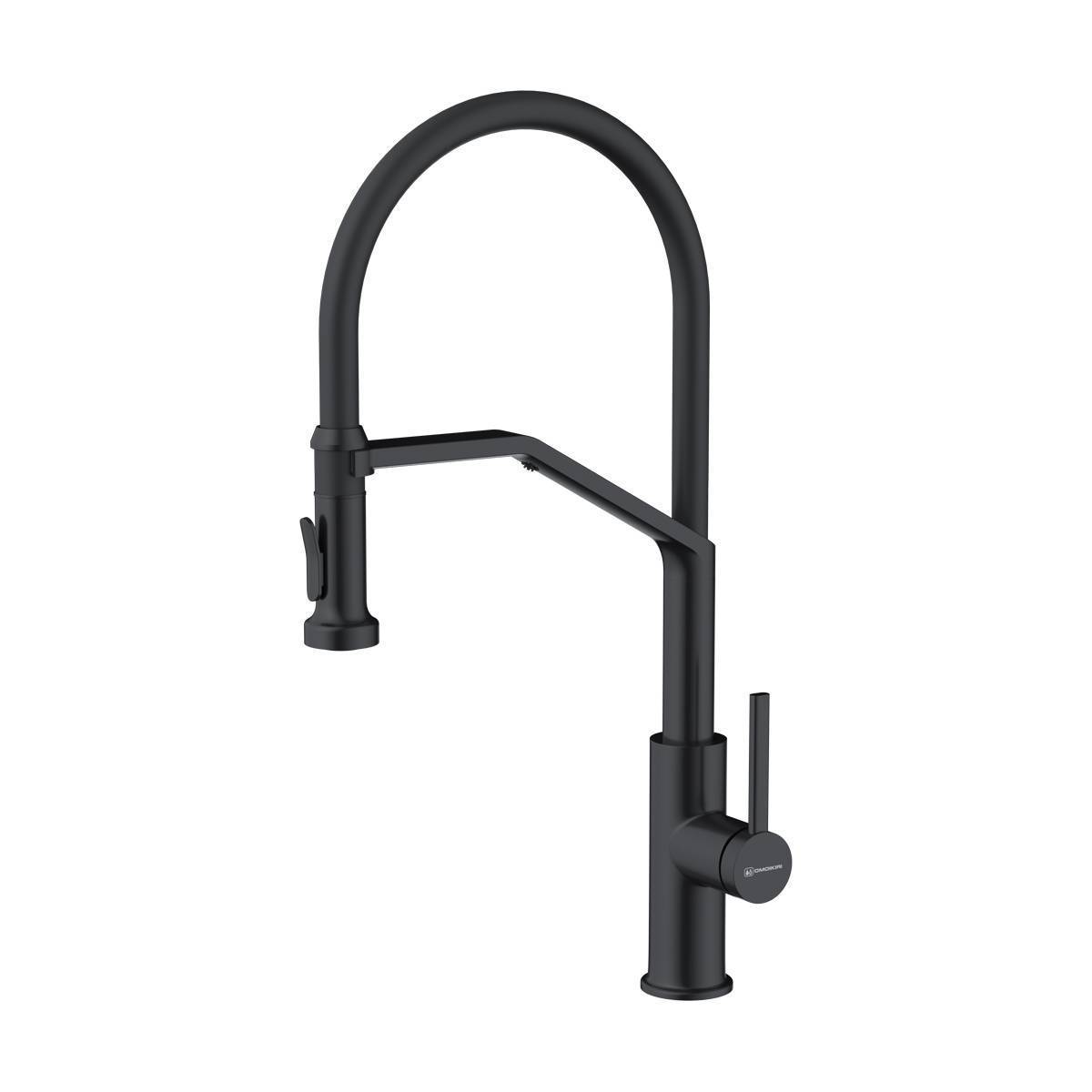 Смеситель для кухни с выдвижным изливом и подключением фильтра Omoikiri Makkari 2 Plus-SB-GB-BL графит/черный 4994495