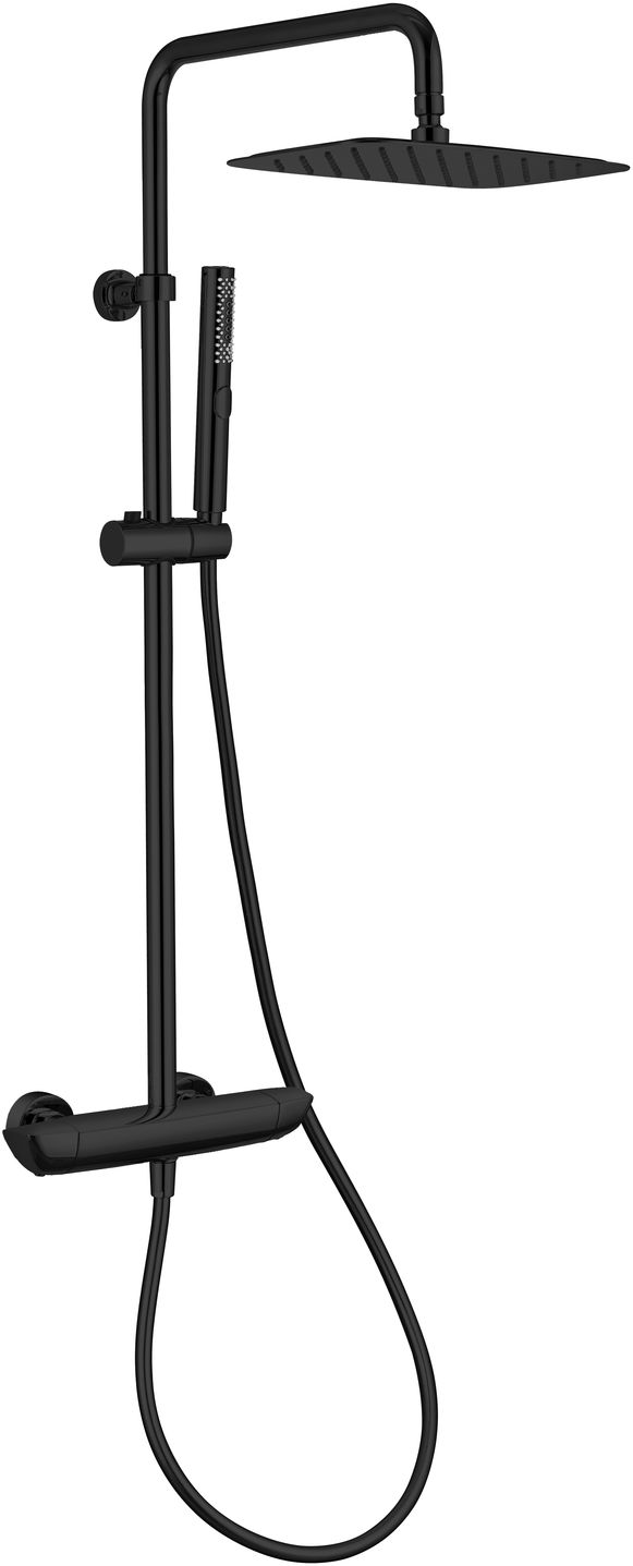 Душевая стойка с верхним душем и термостатом Allen Brau Infinity 3 режима черный матовый 5.21032-31
