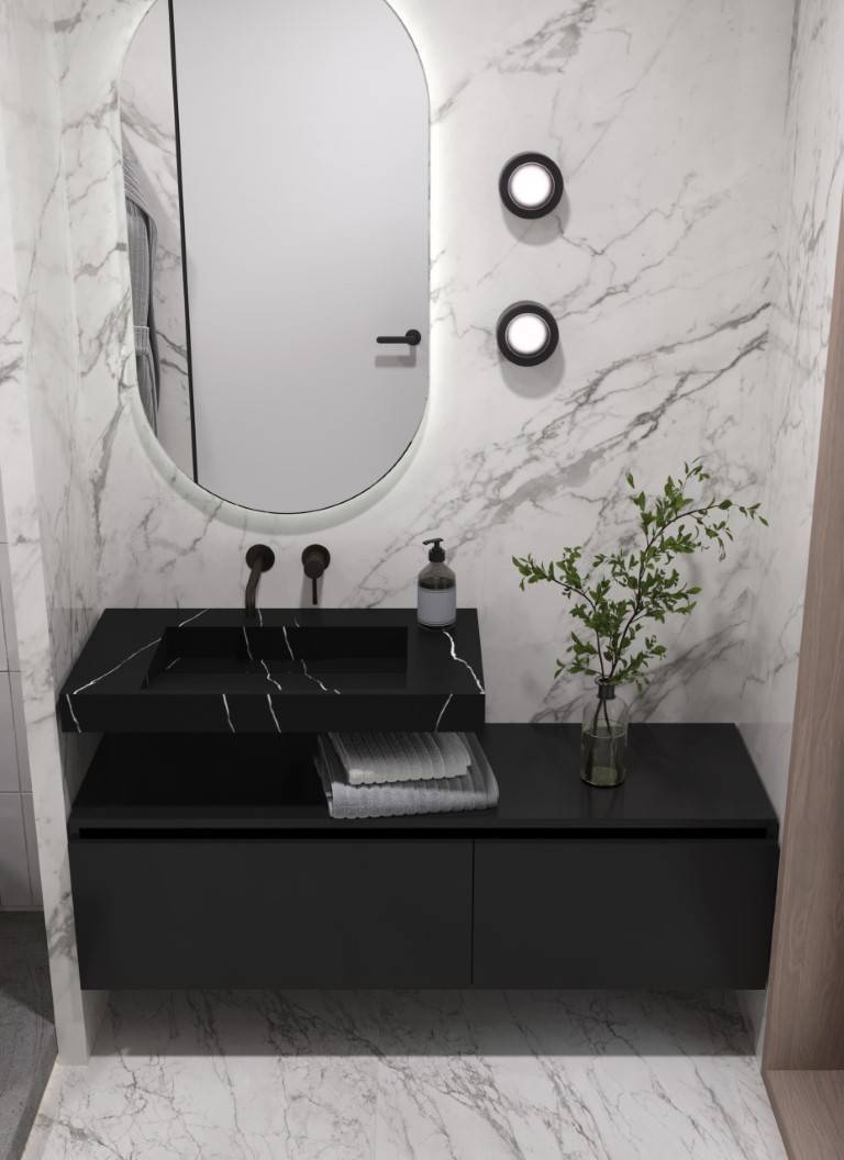 Раковина мебельная Armadi Art Flat 81х45.2х8 см прямоугольная nero 859-080-NM