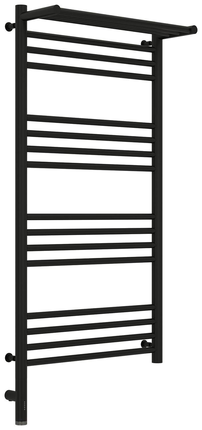 Полотенцесушитель электрический Сунержа Богема 3.0 с 1 полкой 532x1124 мм левый матовый черный 31-5806-1050