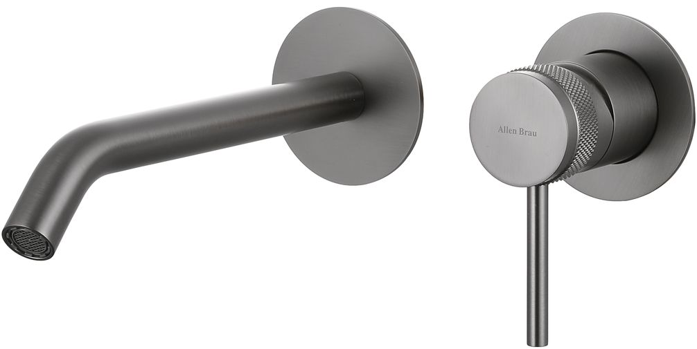 Смеситель для раковины Allen Brau Priority встраиваемый на 2 отверстия 20 см графит браш 5.31A03-MG