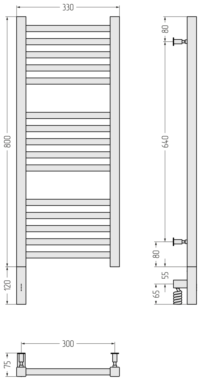Полотенцесушитель электрический Сунержа Модус 3.0 330x920 мм левый золотой шёлк матовый 32-5700-8030