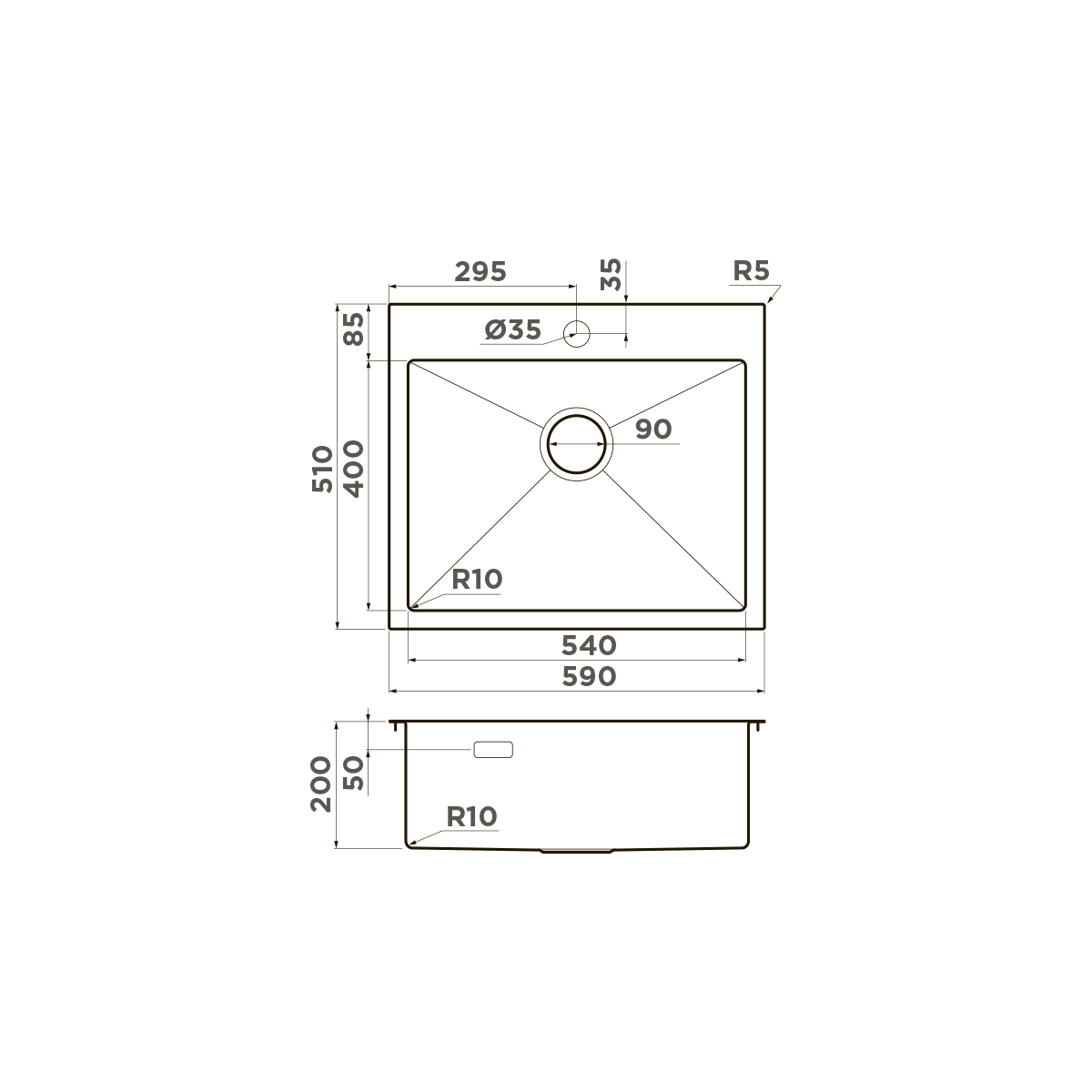 Кухонная мойка Omoikiri Akisame 59-GB 59x51 см графит 4997014