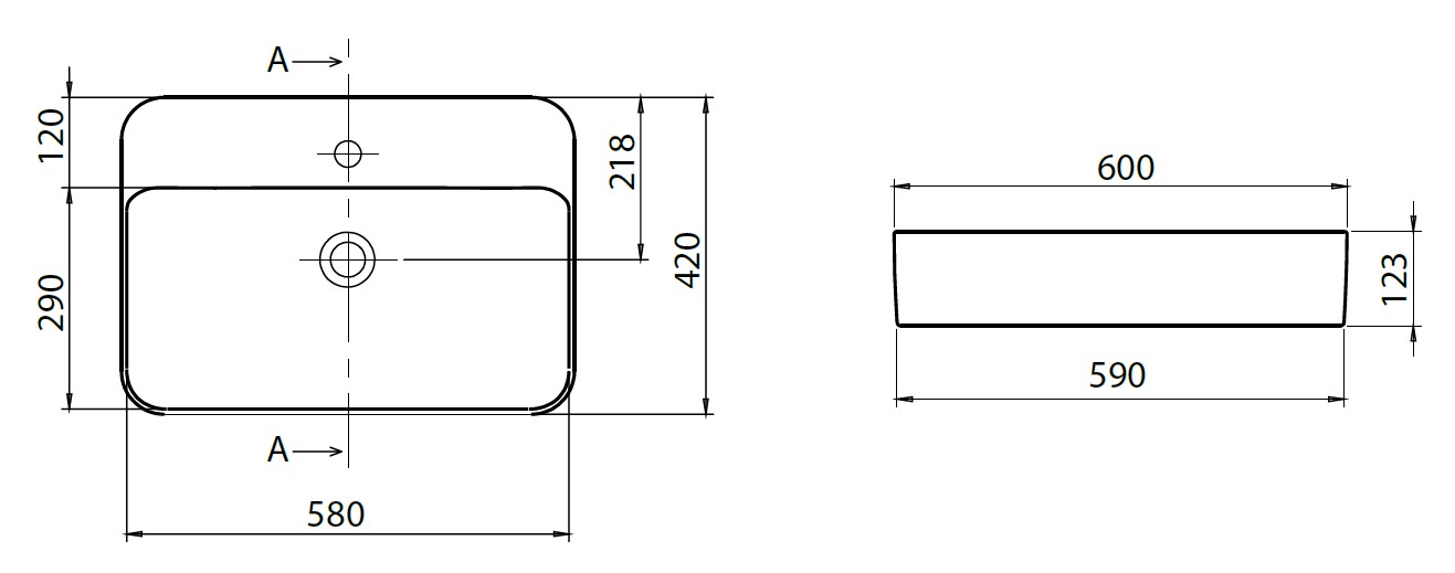 Раковина-чаша Allen Brau Liberty 60x42x12.3 см с 1 отверстием белая 4.32013.20