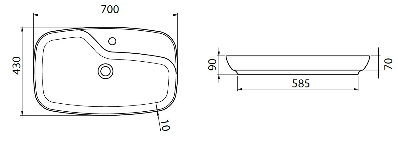 Раковина-чаша Allen Brau Liberty 70x43x9 см с 1 отверстием антрацит 4.32011.AN