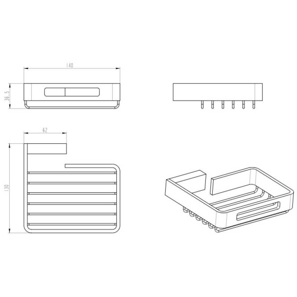 Мыльница подвесная Boheme Q золото матовое 10959-MG