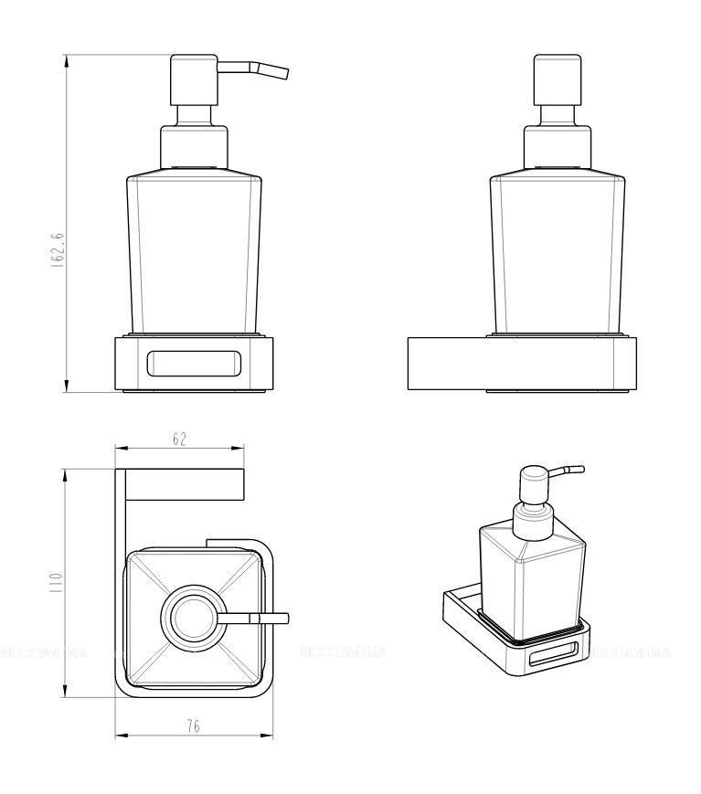 Дозатор для жидкого мыла подвесной Boheme Q матовое золото 10957-MG