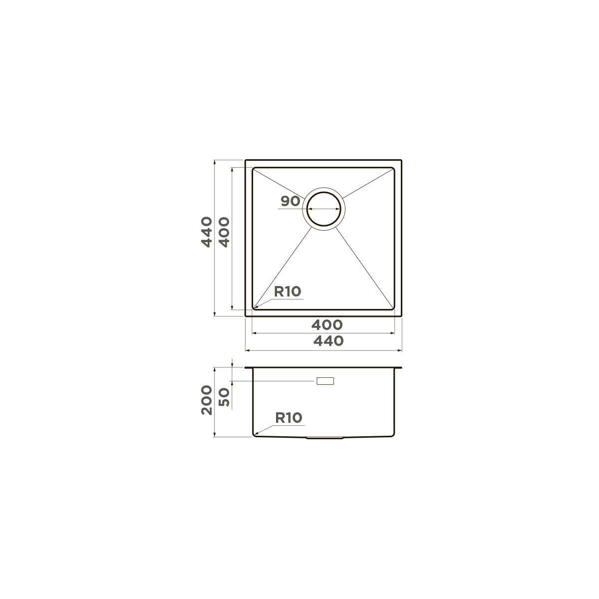 Кухонная мойка OMOIKIRI Taki 44-U/IF-GB 44x44 см графит 4997017