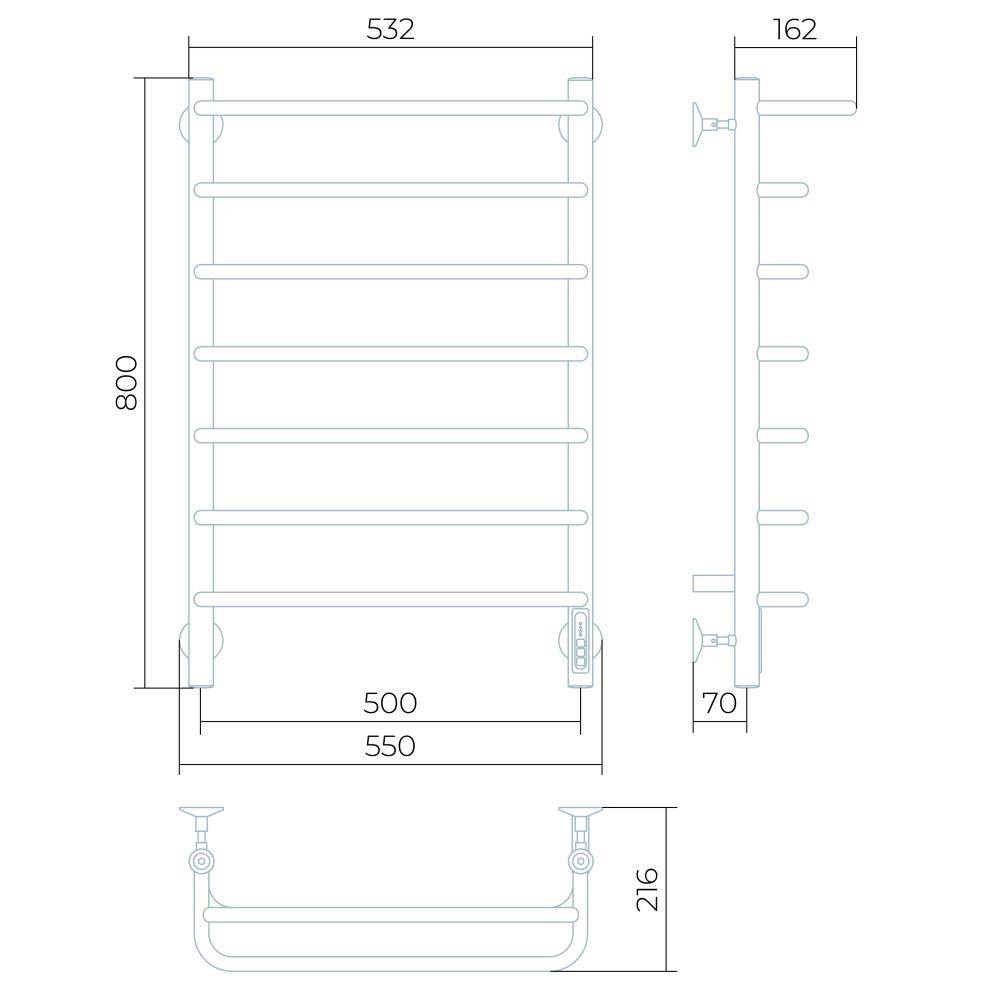 Полотенцесушитель электрический Larusso Стандарт с полкой П7 500х800 мм 8511