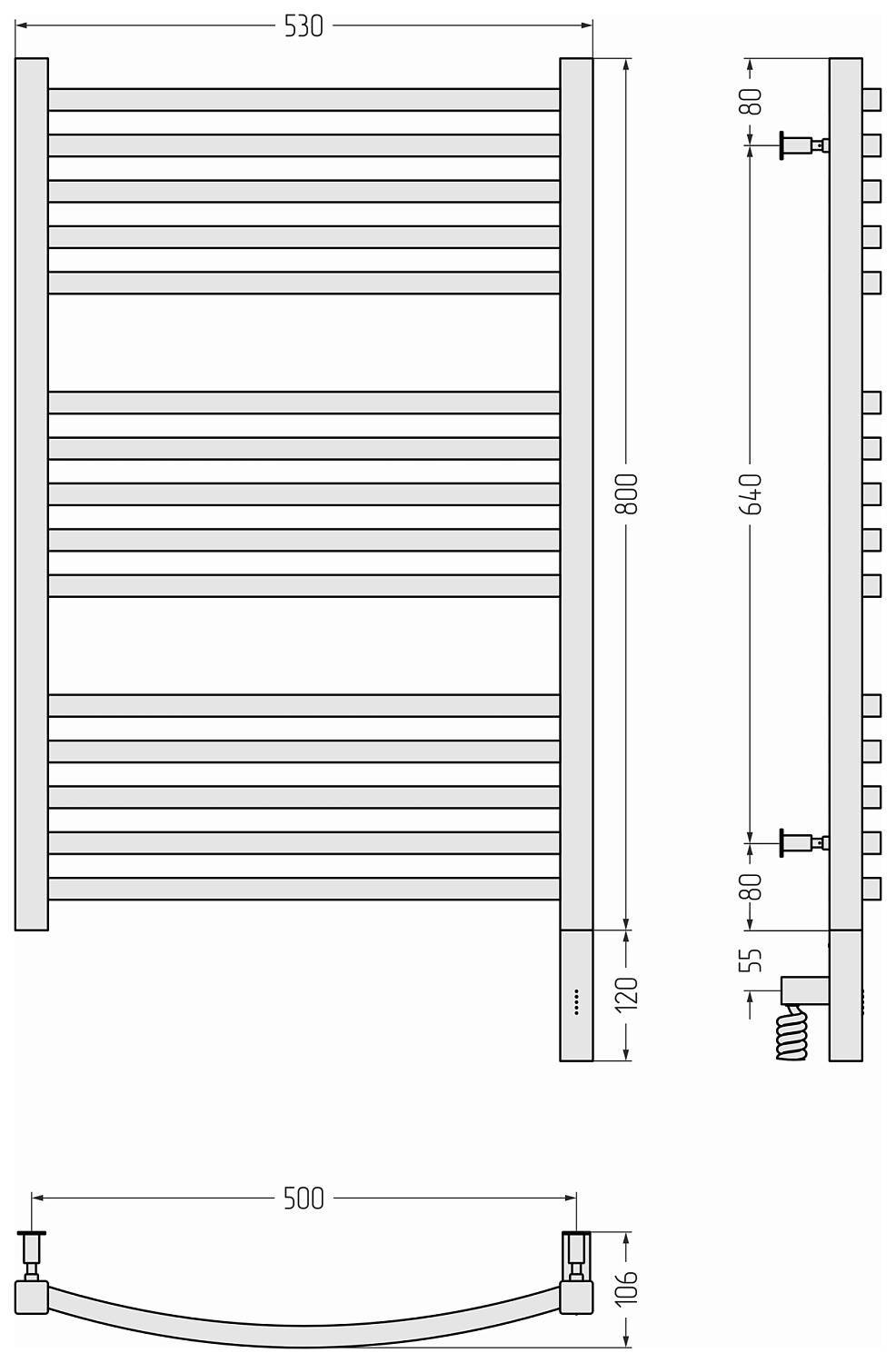 Полотенцесушитель электрический Сунержа Аркус 3.0 53x92 см правое подключение золото 03-5705-8050