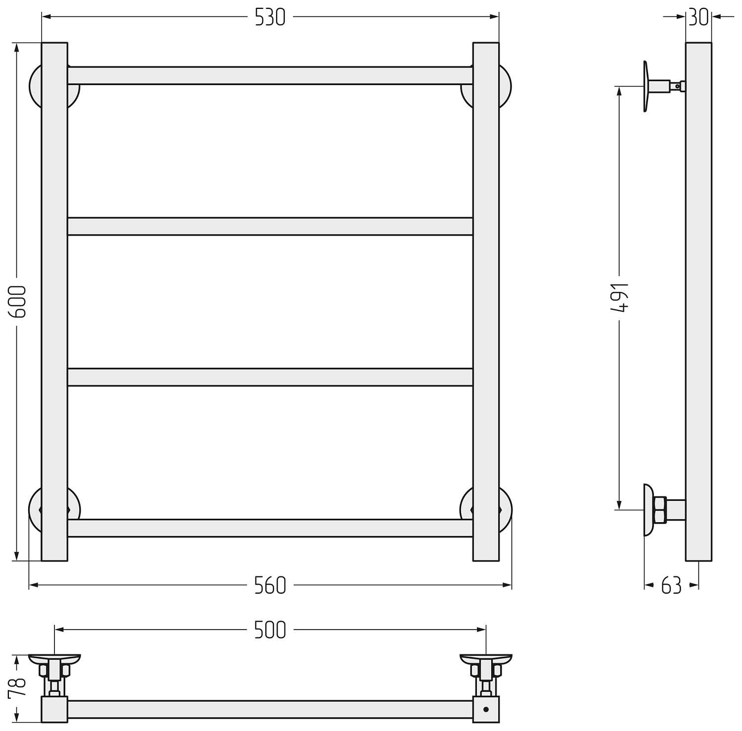 Полотенцесушитель водяной Стилье Версия-КН 56x60 см белый 30640-6050
