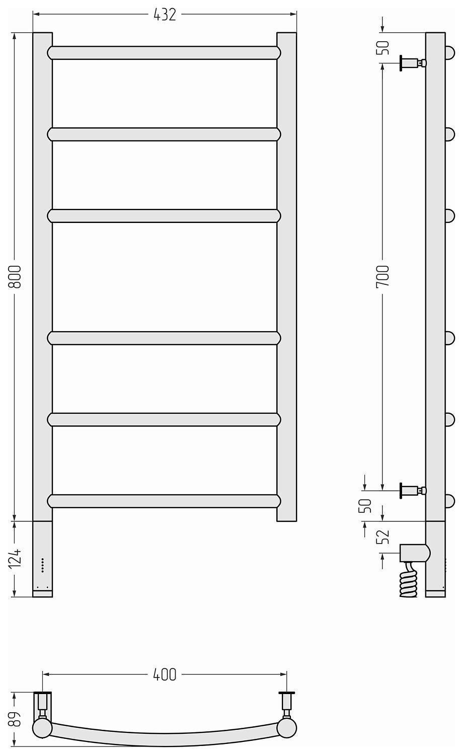 Полотенцесушитель электрический Сунержа Галант 3.0 432x924 мм левый матовый белый 30-5800-8040