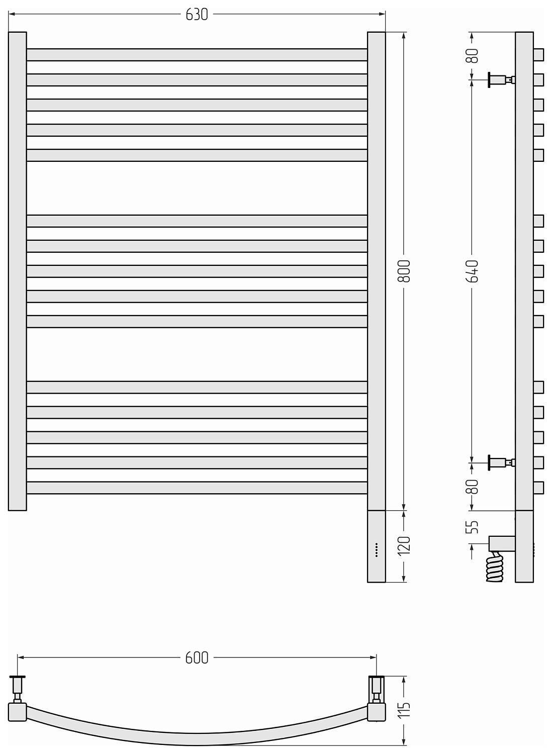 Полотенцесушитель электрический Сунержа Аркус 3.0 630x920 мм правое подключение золото 03-5705-8060