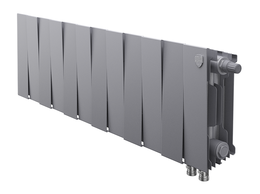 Радиатор биметаллический Royal Thermo PianoForte 200 Silver Satin 12 секций нижнее подключение НС-1346022