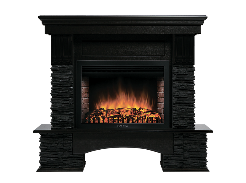 Портал для электрокамина Firelight Pietra Nuovo 30 камень сланец чёрный шпон венге НС-1346690
