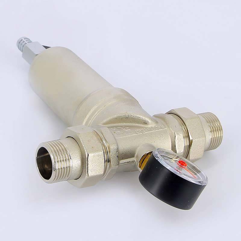 Фильтр промывной Tiemme с манометром и разъемными соединениями 1 латунная колба 3130004