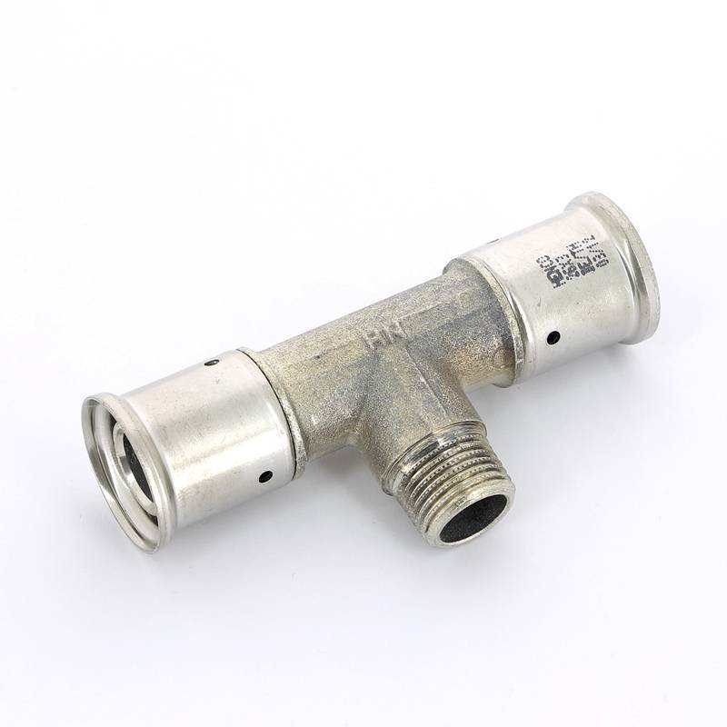 Тройник пресс латунный HENCO с наружной резьбой 26x1/2x26 14P-260426