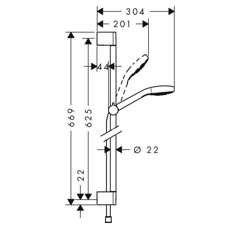 Душевой гарнитур Hansgrohe Croma Select S Multi со штангой 65 см белый/хром 26560400
