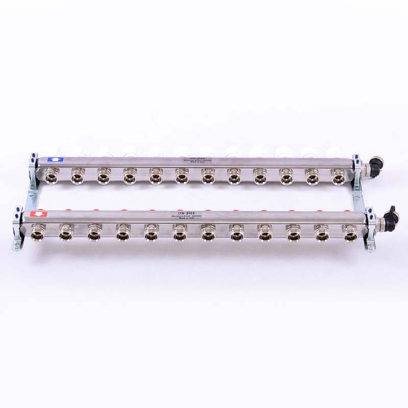 Коллекторная группа из нержавеющей стали Uni-Fitt 315S с регулировочными и термостатическими вентилями 1 x 3/4 EK 12 выходов 451I4312