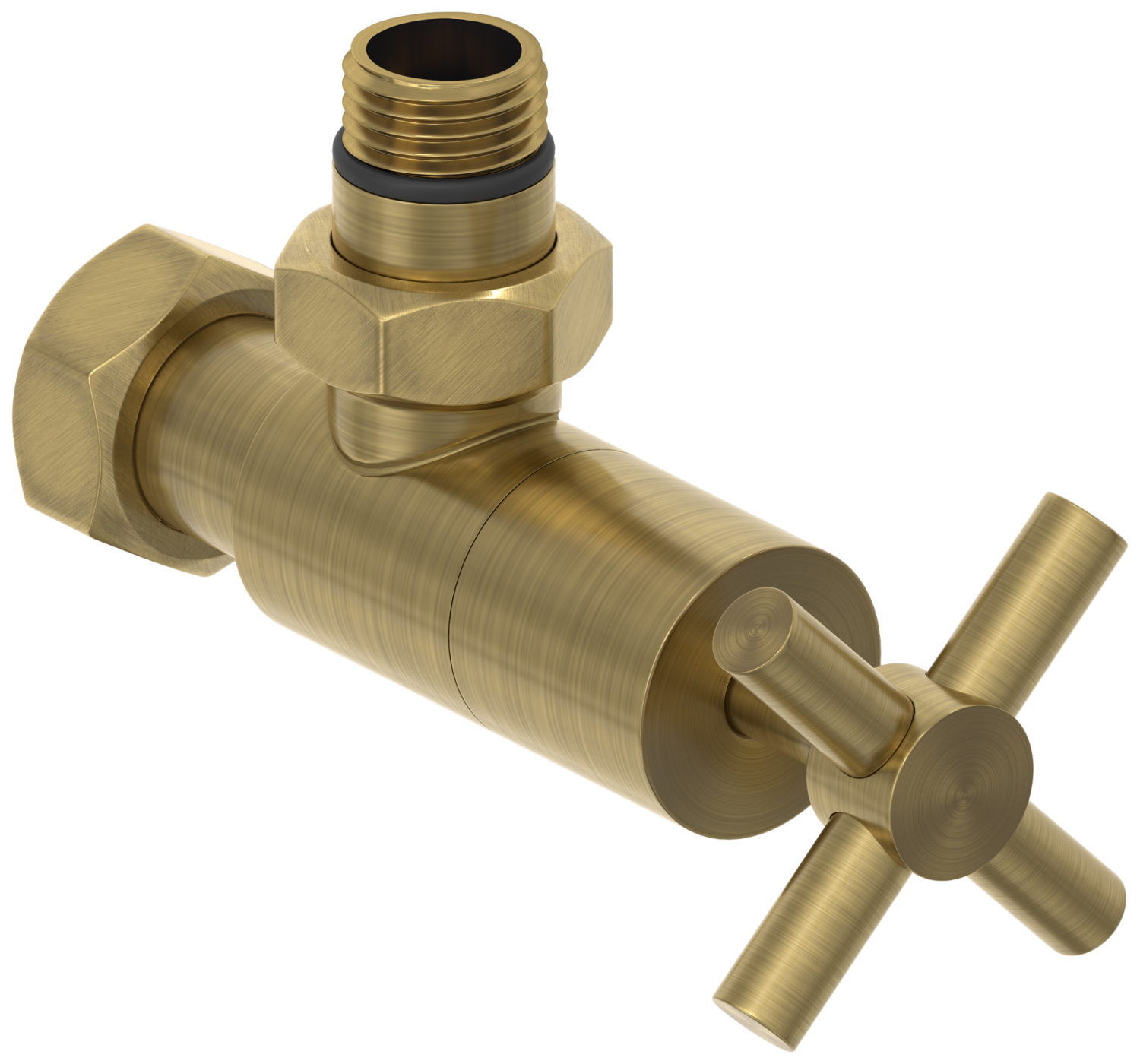 Вентиль регулирующий Сунержа угловой крест G 1/2 x G 3/4 состаренная латунь брашированная 051-1408-1234
