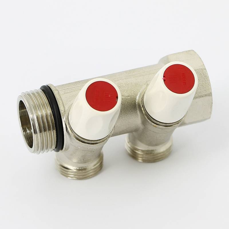 Коллектор с вентилями REHAU Rautitan MX 1х3/4 EK 2 выхода 40 мм никелированный 131644